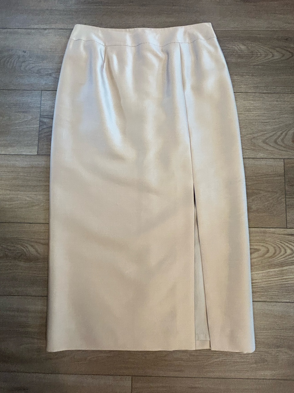 Talbots Petites 100% Silk Champagne Beige Pencil Skirt Size 10P Lined Classic